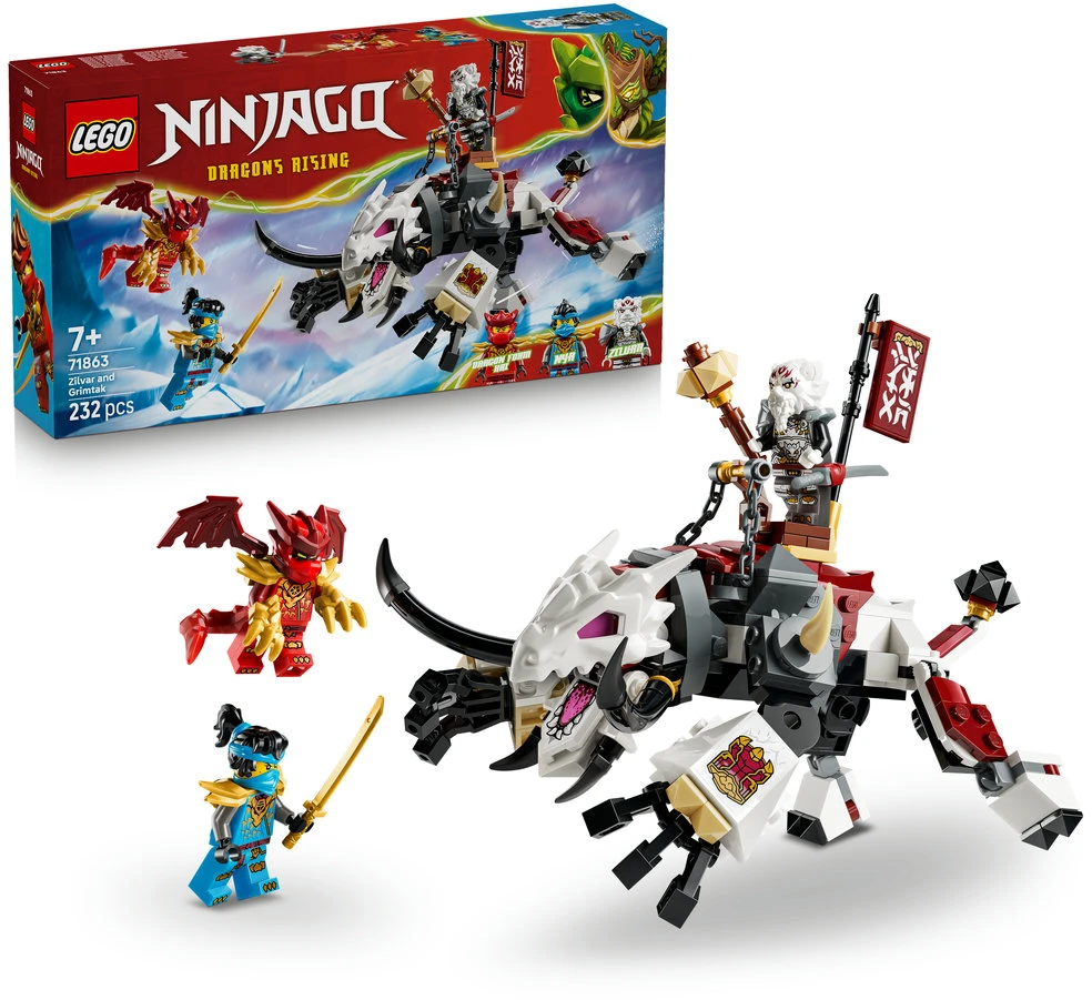 LEGO® NINJAGO® Zilvar ir drakonas-pabaisa Grimtak 71863