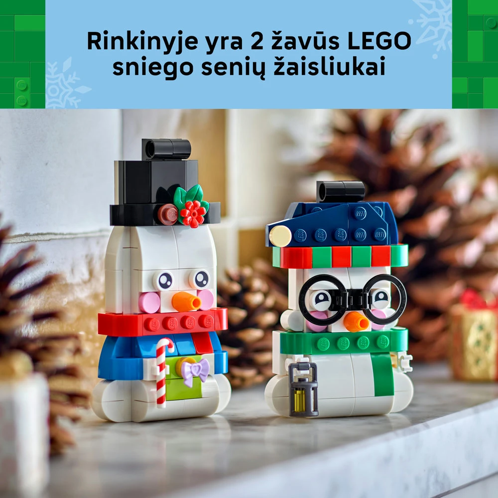 LEGO® sniego senio žaisliukai, kalėdinis dekoras, šventiniai žaisliukai 40812