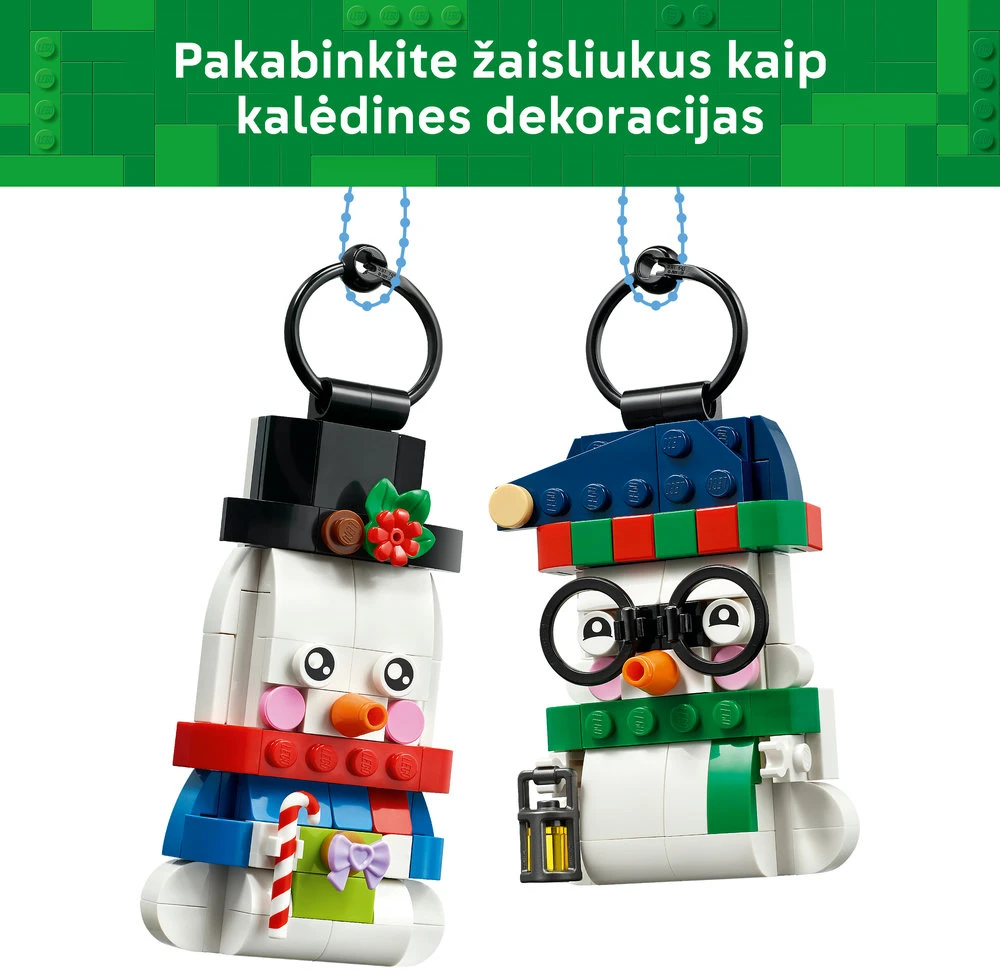 LEGO® sniego senio žaisliukai, kalėdinis dekoras, šventiniai žaisliukai 40812