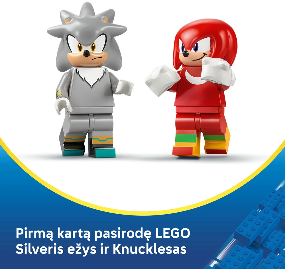 LEGO® Sonic the Hedgehog™ Sidabrinis automobilis prieš Knuckles sunkvežimį monstrą 77118