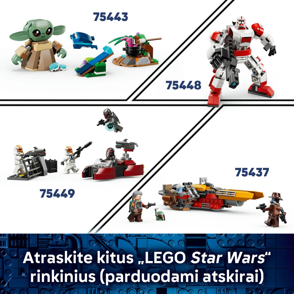 LEGO® Star Wars™ Mandaloriečio ir Grogu greitaeigis motociklas 75436