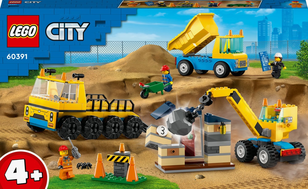 LEGO® City Statybiniai sunkvežimiai ir kranas su griaunamuoju rutuliu (60391) 60391