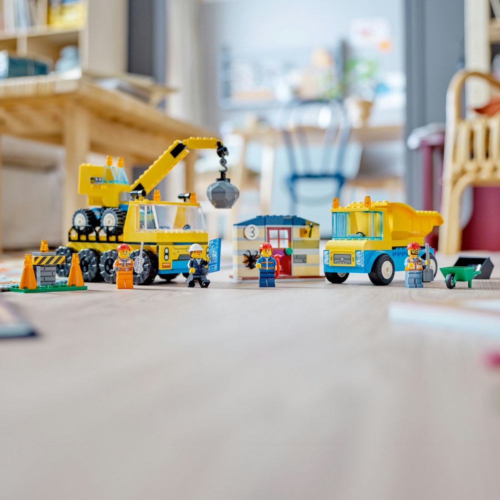 LEGO® City Statybiniai sunkvežimiai ir kranas su griaunamuoju rutuliu (60391) 60391