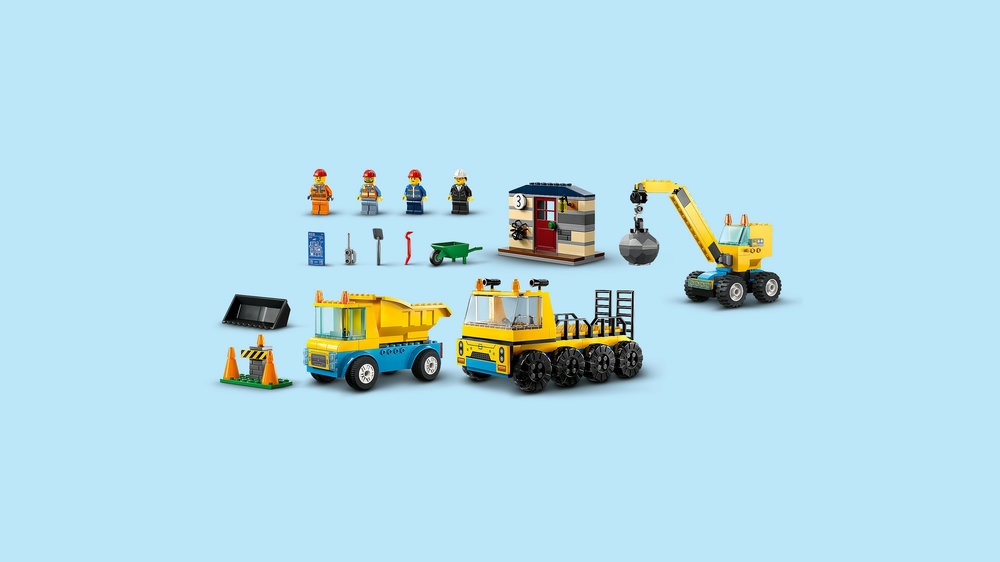 LEGO® City Statybiniai sunkvežimiai ir kranas su griaunamuoju rutuliu (60391) 60391