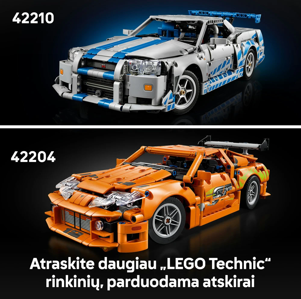 LEGO® Technic „Greiti ir įsiutę 2“ Nissan Skyline GT-R (R34) automobilis (42210)