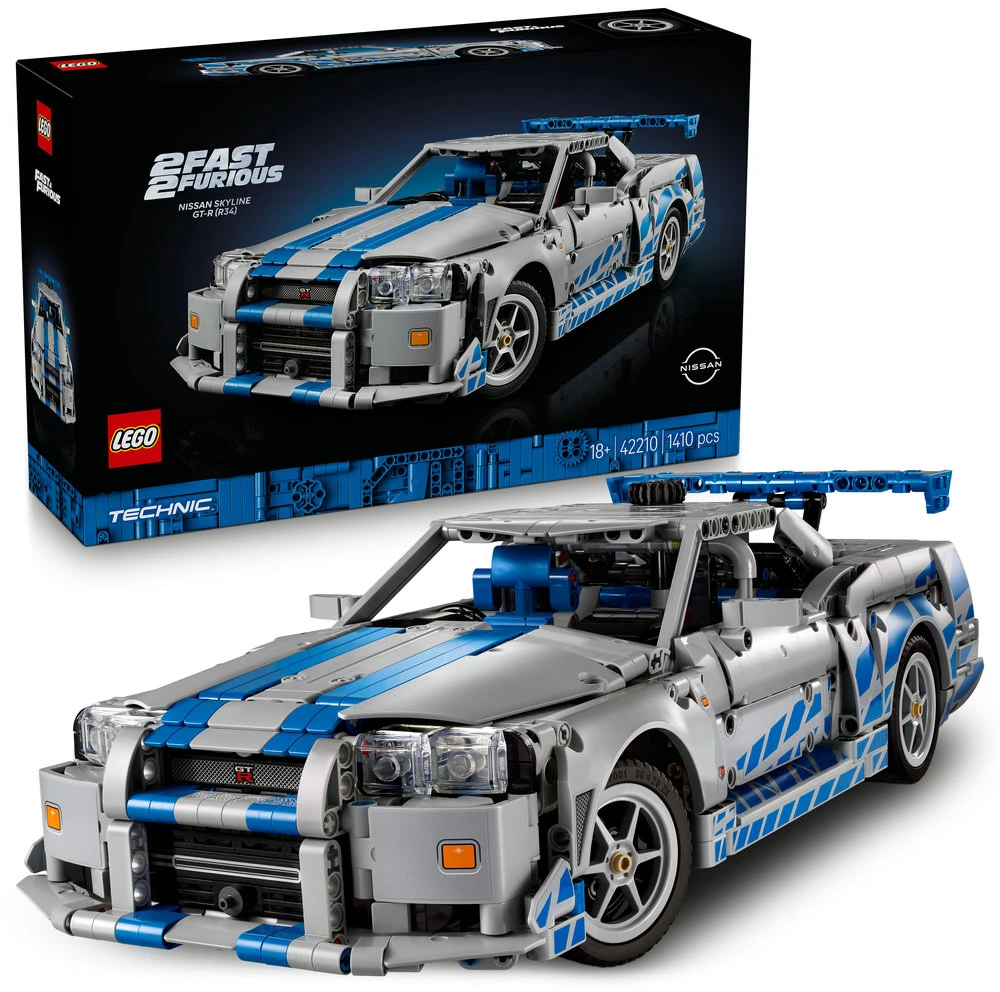 LEGO® Technic „Greiti ir įsiutę 2“ Nissan Skyline GT-R (R34) automobilis (42210)