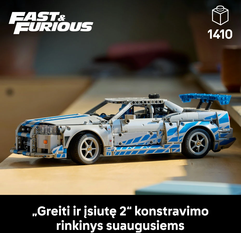 LEGO® Technic „Greiti ir įsiutę 2“ Nissan Skyline GT-R (R34) automobilis (42210)