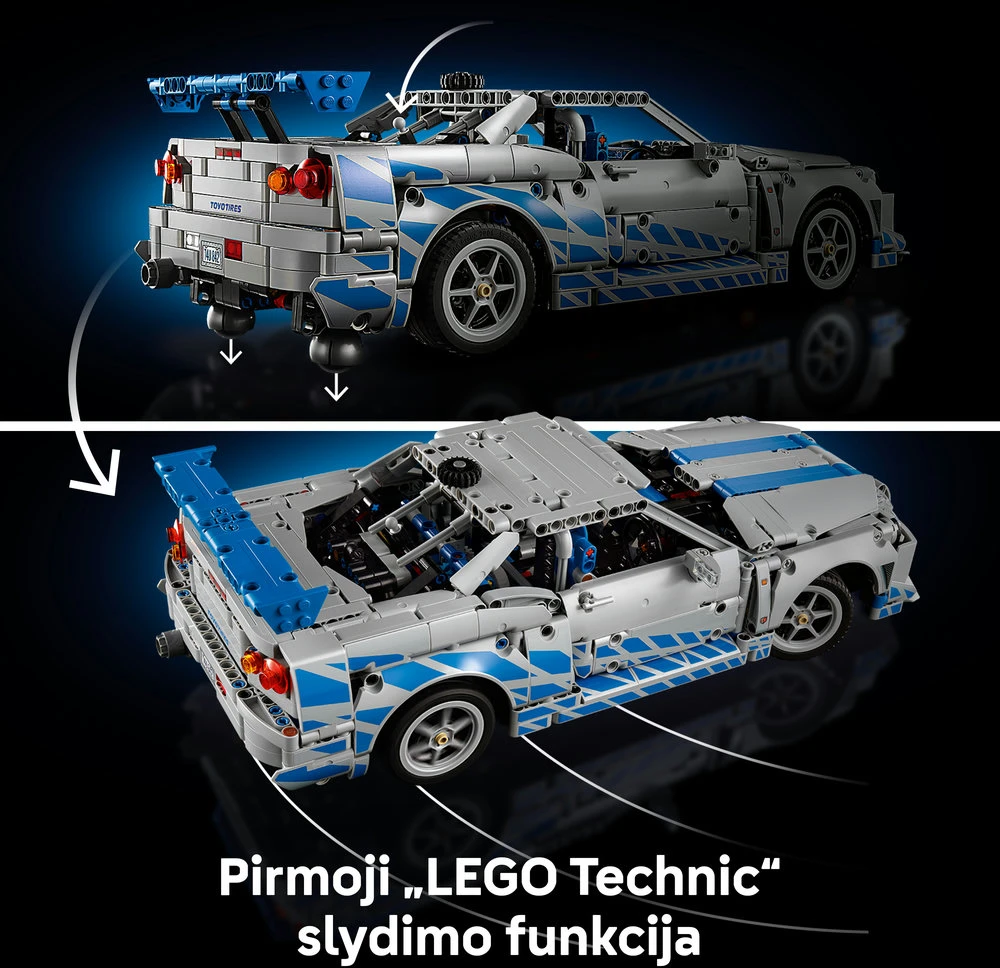 LEGO® Technic „Greiti ir įsiutę 2“ Nissan Skyline GT-R (R34) automobilis (42210)