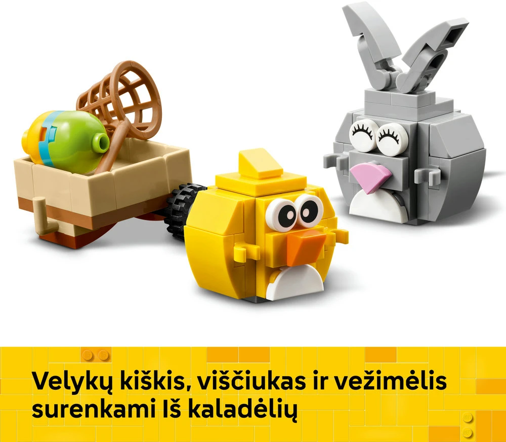 LEGO® Velykų kiškio ir viščiuko margučių medžioklė Žaisliniai gyvūnai Konstravimo rinkinys 40808