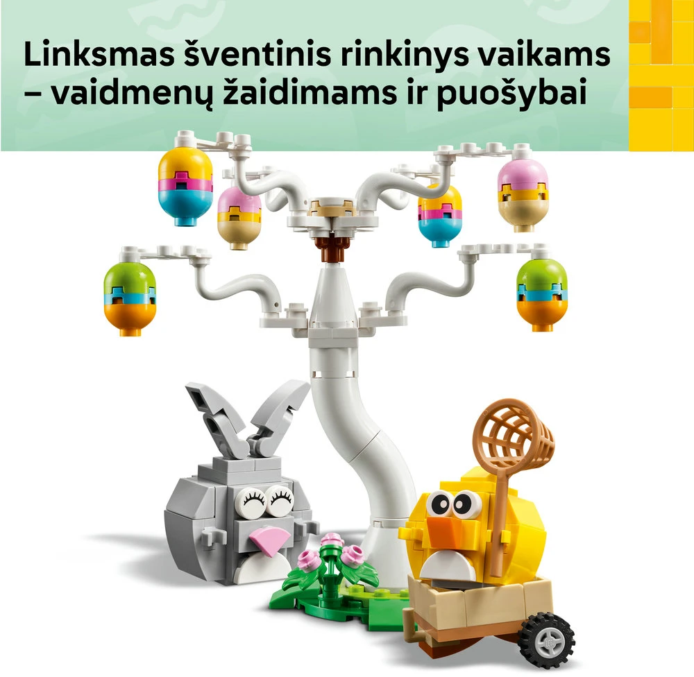 LEGO® Velykų kiškio ir viščiuko margučių medžioklė Žaisliniai gyvūnai Konstravimo rinkinys 40808