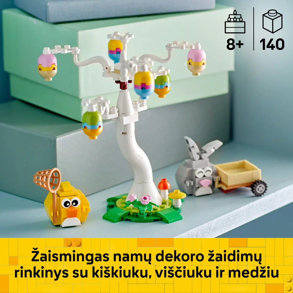 LEGO® Velykų kiškio ir viščiuko margučių medžioklė Žaisliniai gyvūnai Konstravimo rinkinys 40808