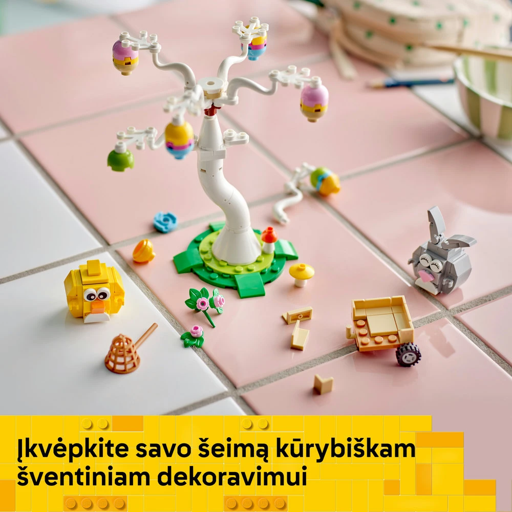 LEGO® Velykų kiškio ir viščiuko margučių medžioklė Žaisliniai gyvūnai Konstravimo rinkinys 40808