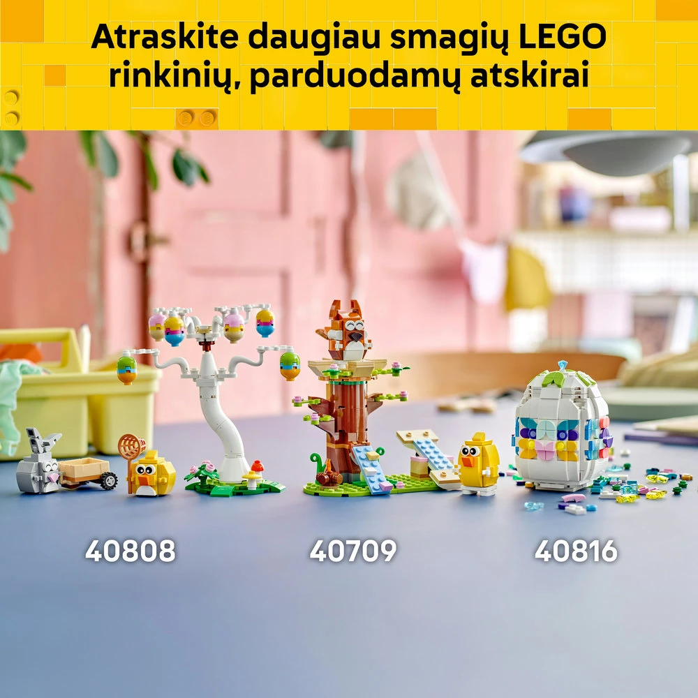 LEGO® Velykų kiškio ir viščiuko margučių medžioklė Žaisliniai gyvūnai Konstravimo rinkinys 40808