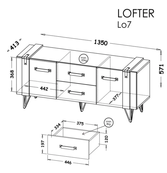 Dolmar RTV staliukas LOFTER LO7