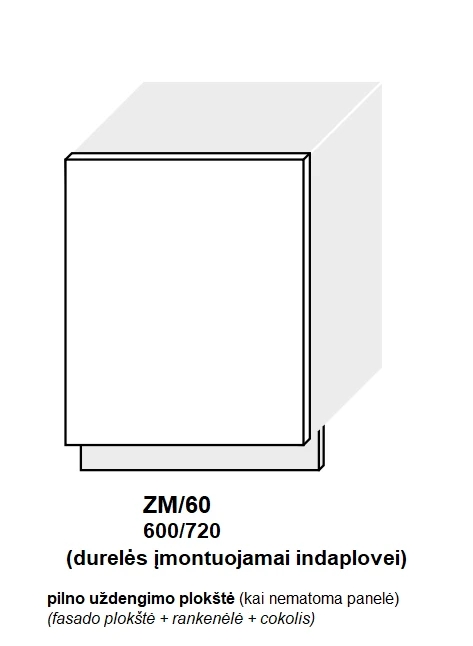 Extom Durelės imontuojamai indaplovei Sidabrinis ZM/60