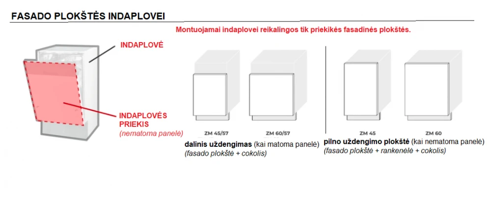 Extom Įmontuojamos durelės indaplovei INSOLITO ZM 45