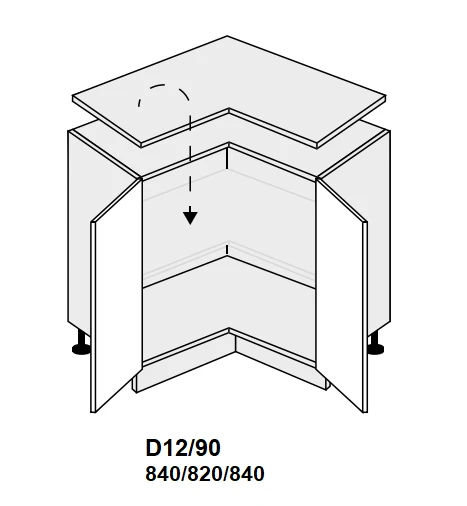 Extom Kampinė pastatoma spintelė Sidabrinis D12 90