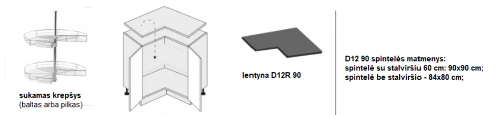 Extom Kampinė pastatoma spintelė Sidabrinis D12 90
