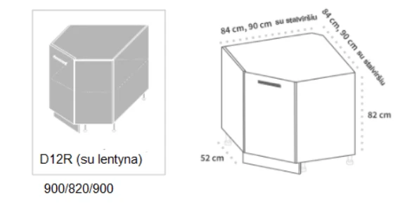 Extom Kampinė pastatoma spintelė Sidabrinis D12R 90