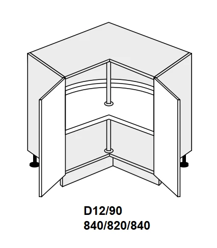 Extom Kampinė pastatoma spintelė Sidabrinis D12 90