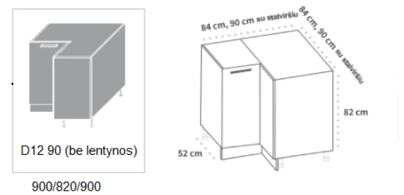Extom Kampinė pastatoma spintelė Sidabrinis D12 90