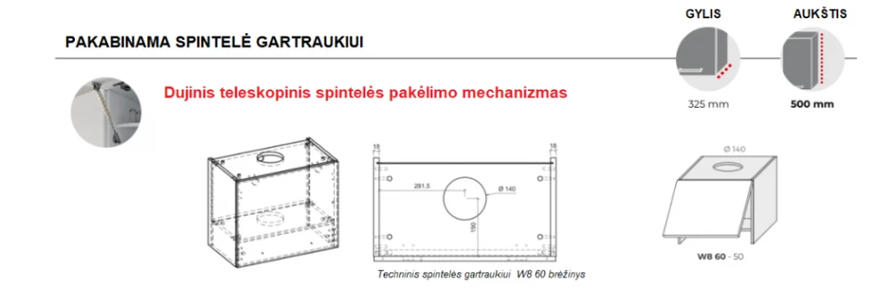 Extom Pakabinama spintelė gartraukiui Sidabrinis W8 60