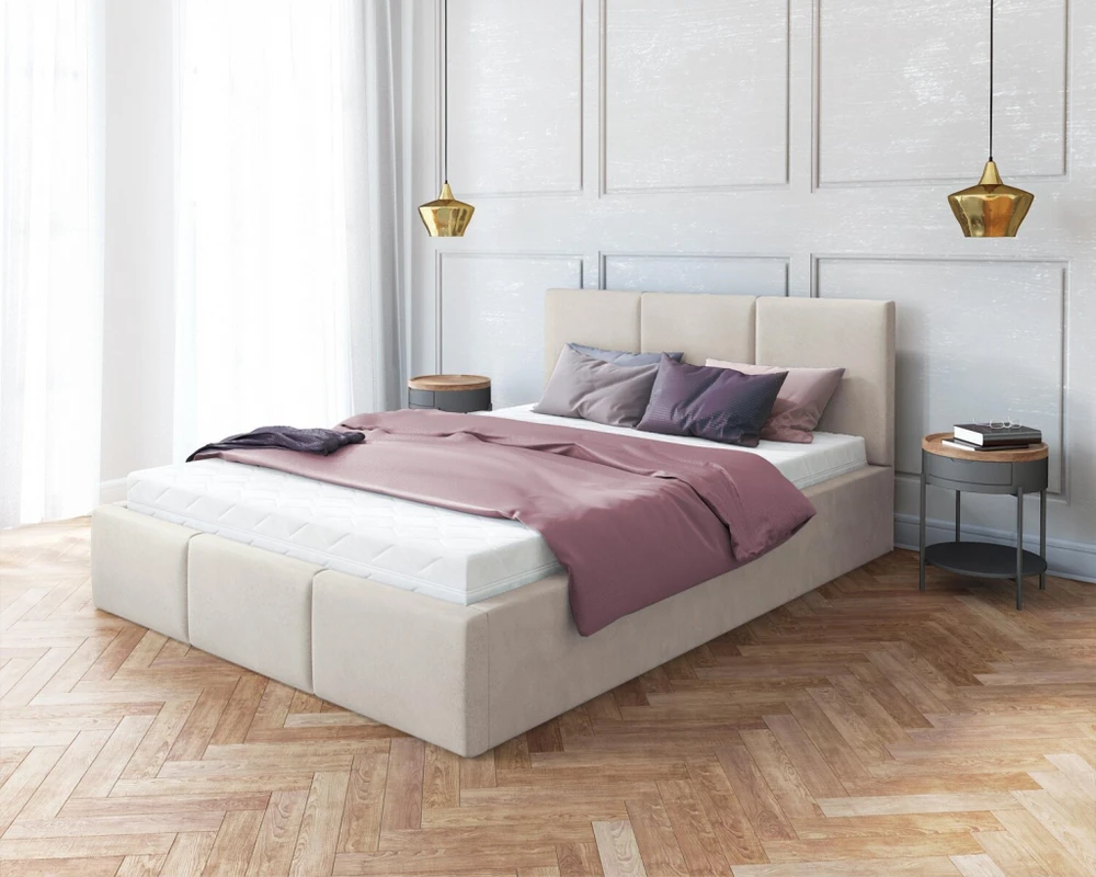 FDM Lova su patalynės deže Fresia 160x200 kreminė