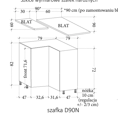 Gala SYCYLIA pastatoma kampinė spintelė D90N