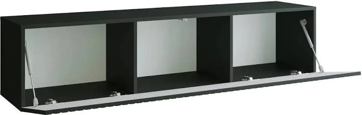 TV staliukas Extom RTV spintelė JOY 150 juoda blizgi