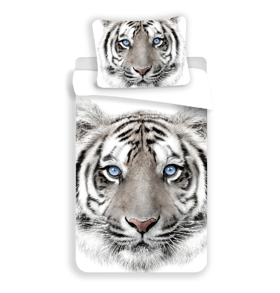 Patalynė bawełniana 140x200 Tygrys balta 8088 Tiger baltas poszewka 70x90