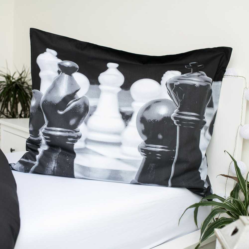 Patalynė bawełniana 140x200 szachy poszewka 70x90 chess August 23