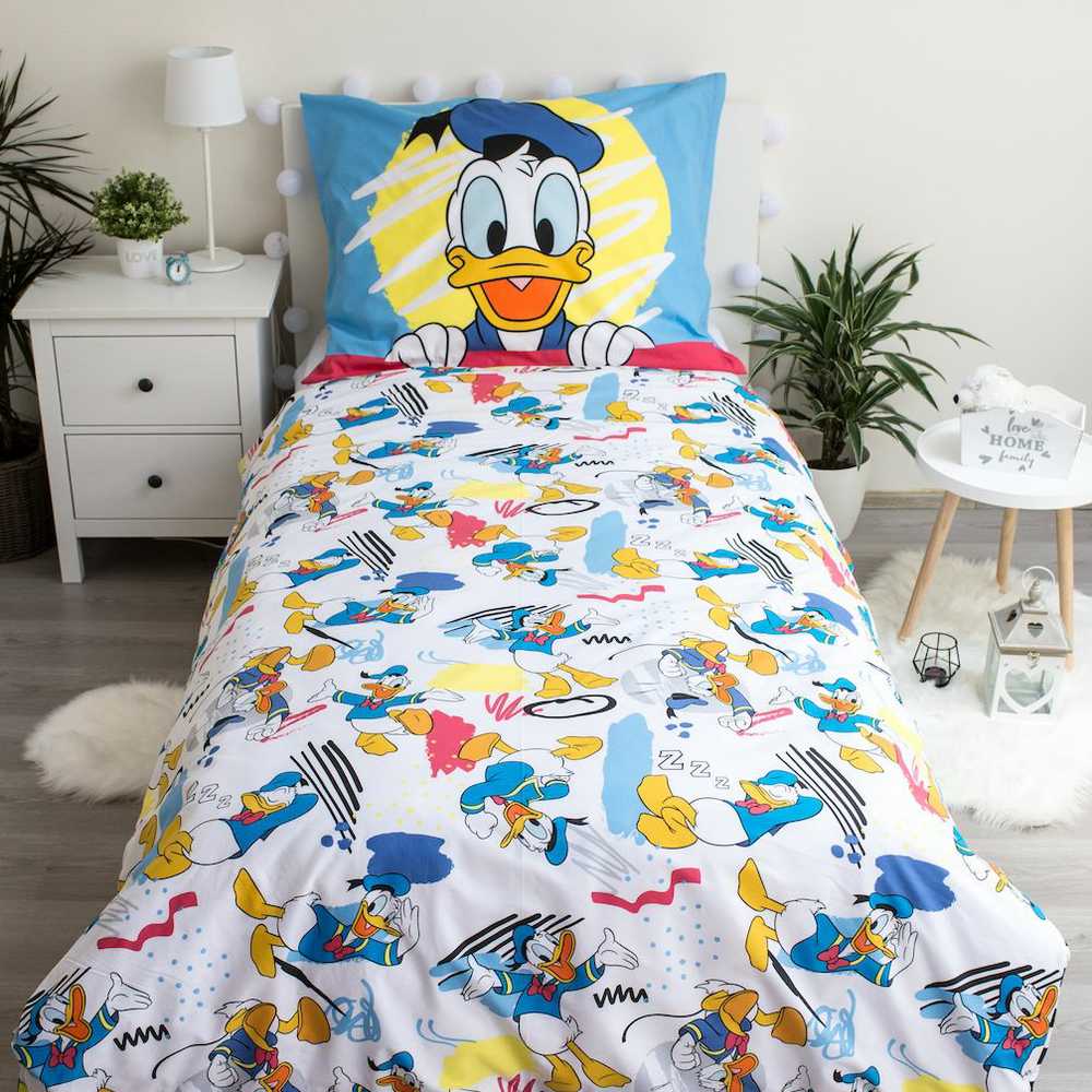Patalynė bawełniana 140x200 Kaczor Donald Duck 9701 mėlyna poszewka 70x90