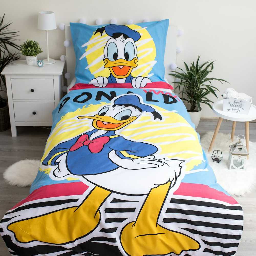 Patalynė bawełniana 140x200 Kaczor Donald Duck 9701 mėlyna poszewka 70x90