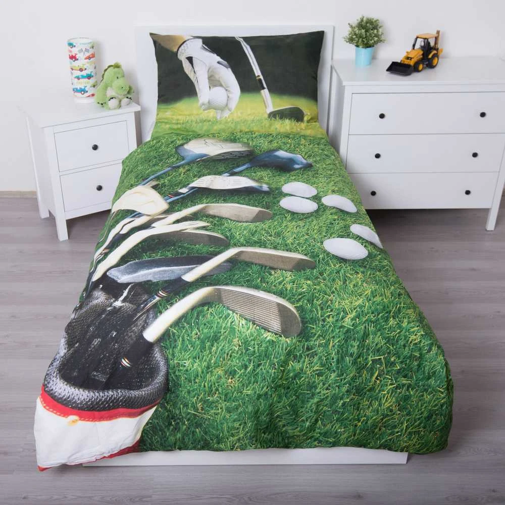 Patalynė bawełniana 140x200 Golf pole golfowe žalia 4997 poszewka 70x90 dla fana miłośnika golfa