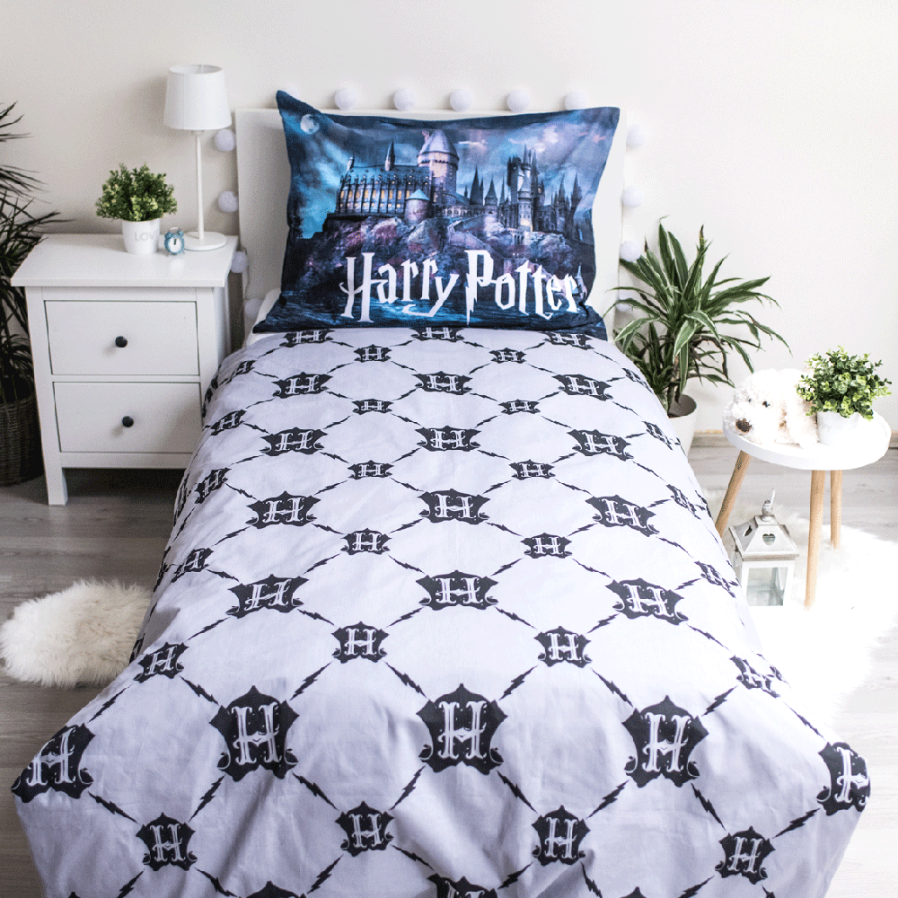 Patalynė świecąca w ciemności 140x200 Harry Potter 1748 bawełniana poszewka 70x90