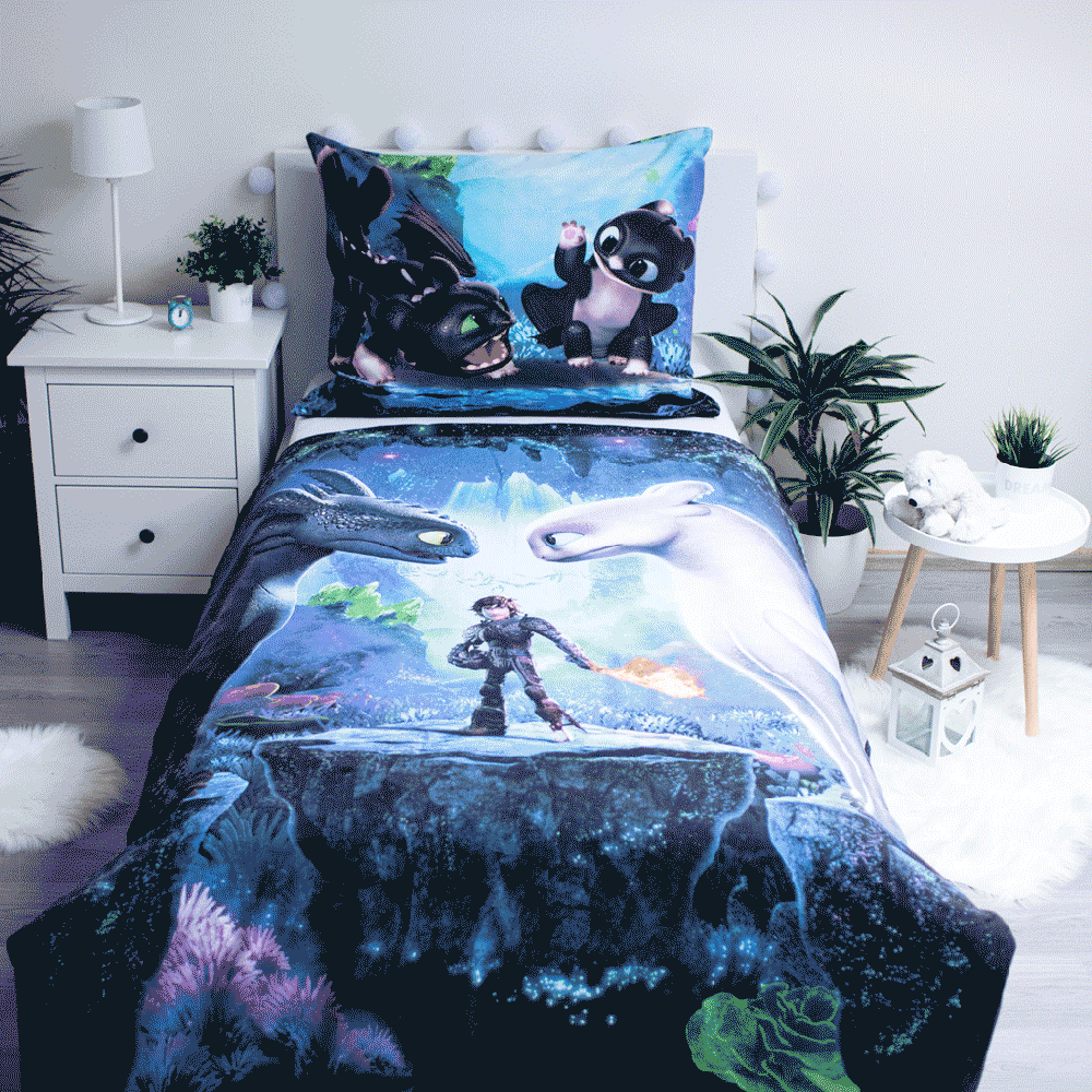 Patalynė bawełniana 140x200 Smok Jak uwolnić Smoka Dragons 6007