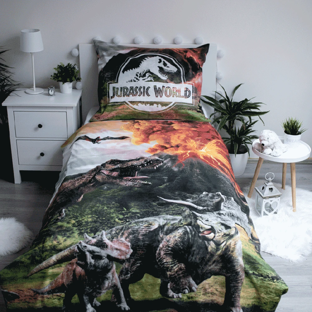 Patalynė bawełniana 140x200 Park Jurajski dinozaury wulkan 5994 Jurassic Park