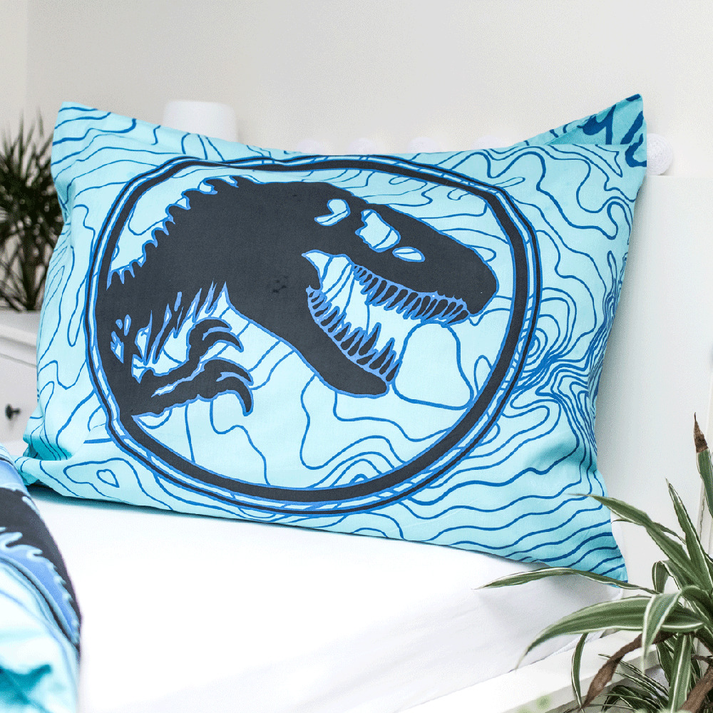 Patalynė świecąca w ciemności 140x200 Dinozaur Jurassic World bawełniana poszewka 70x90