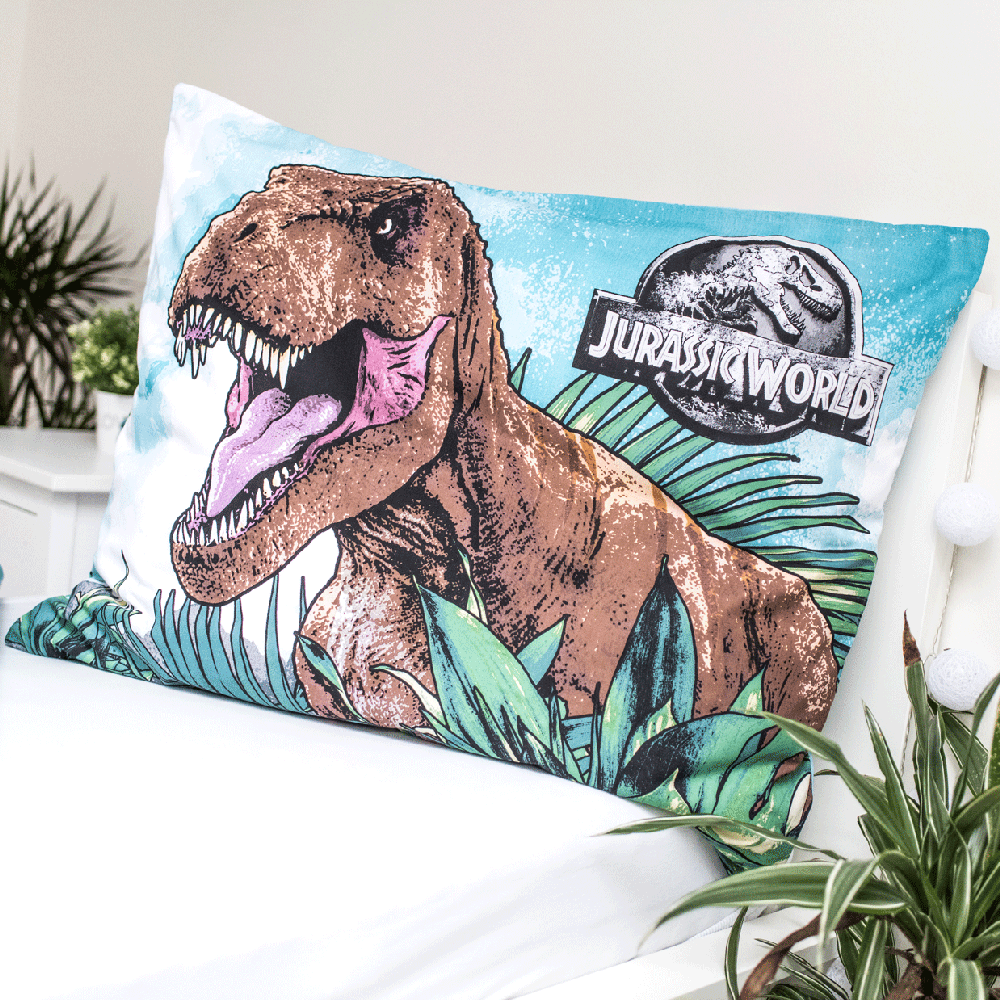 Patalynė świecąca w ciemności 140x200 Dinozaur Jurassic World Roar bawełniana poszewka 70x90