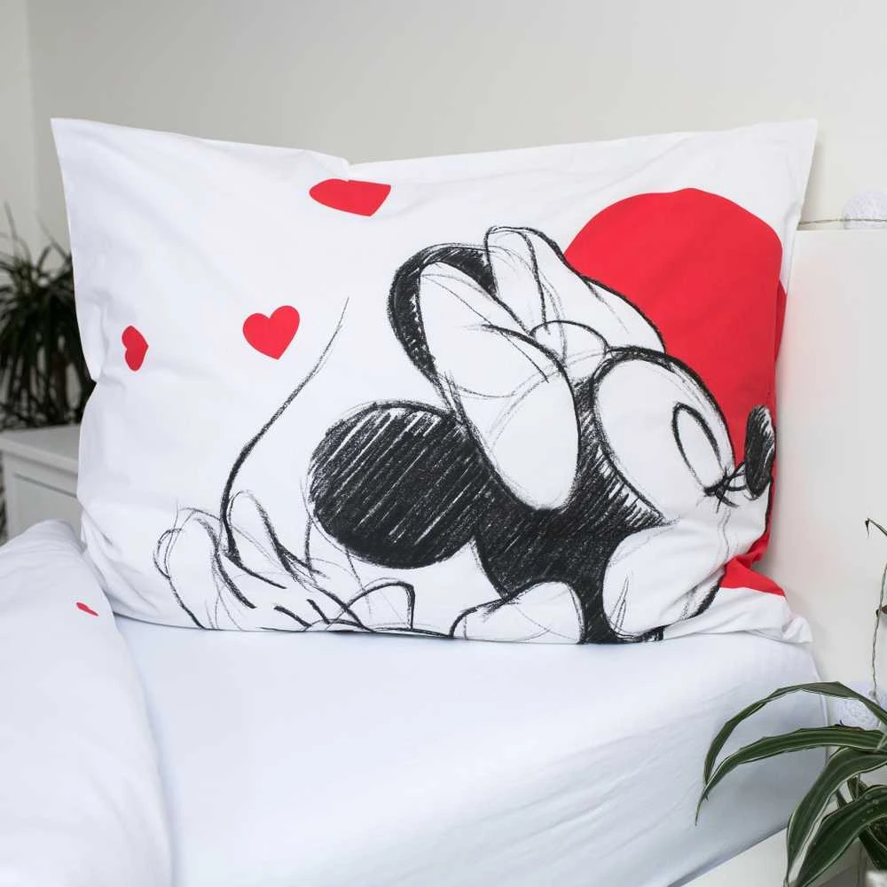 Patalynė bawełniana 140x200 Myszka Miki i Mini serce 1032 Minnie Mickey Mouse love poszewka 70x90
