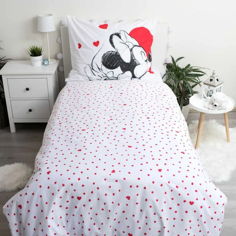 Patalynė bawełniana 140x200 Myszka Miki i Mini serce 1032 Minnie Mickey Mouse love poszewka 70x90