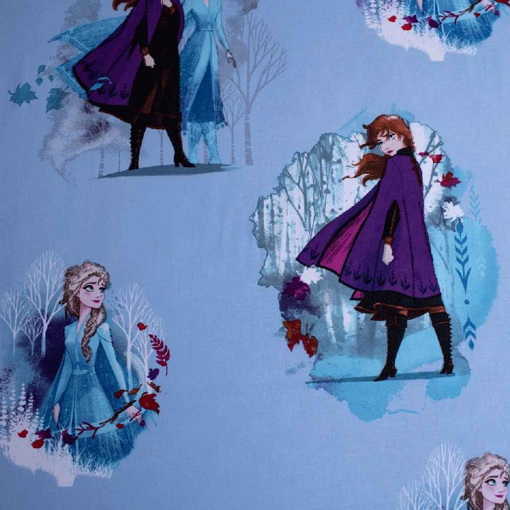 Blue Frozen 2 "Mėlyna leaves" Vaikiška paklodė su guma, 90x200+25 cm