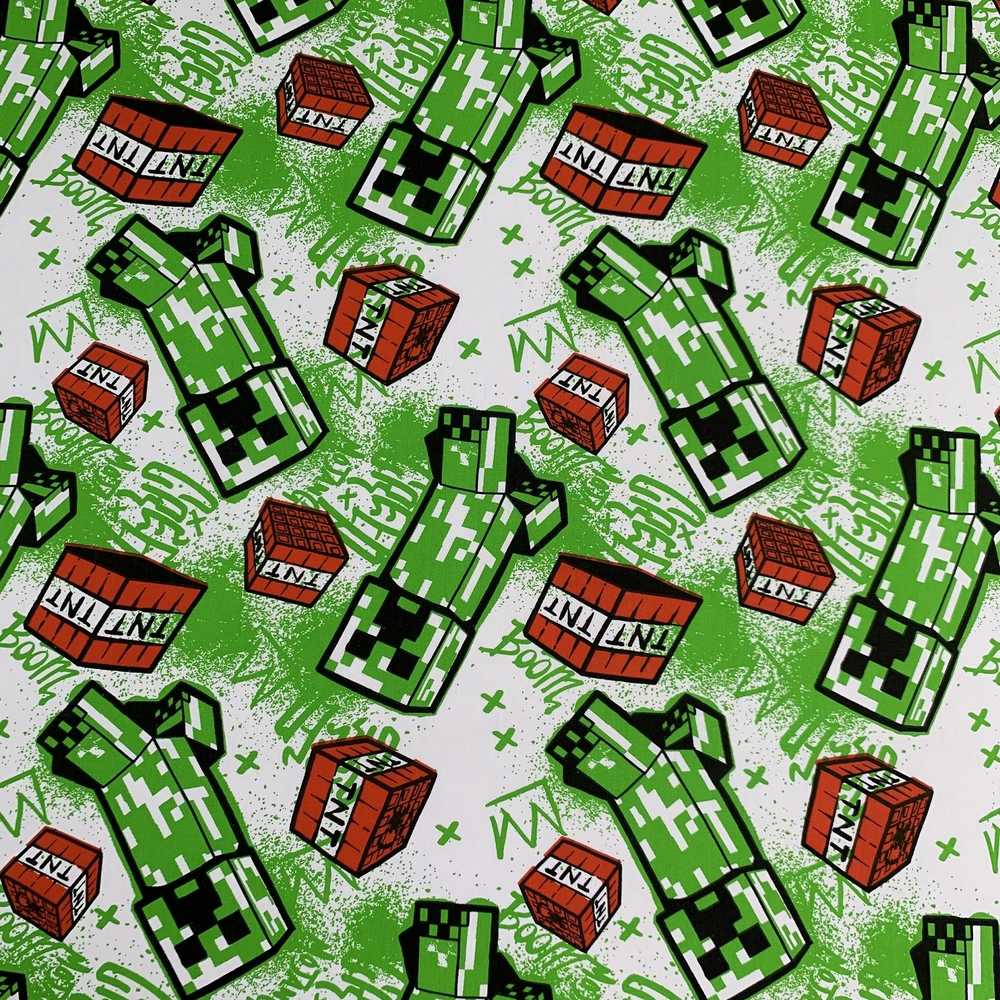 Minecraft Metro Art Creeper Vaikiška paklodė su guma, 90x200+25 cm