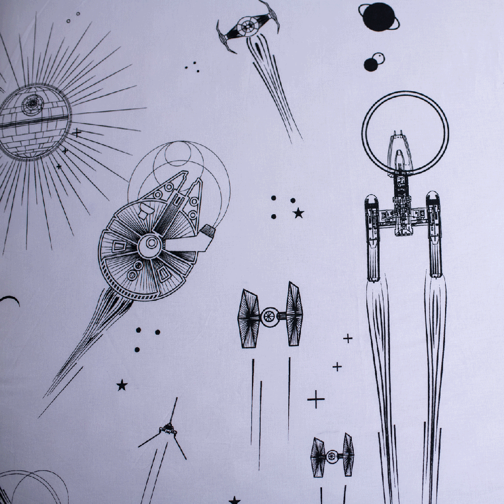 Star Wars "Death Star" Vaikiška paklodė su guma, 90x200+25 cm