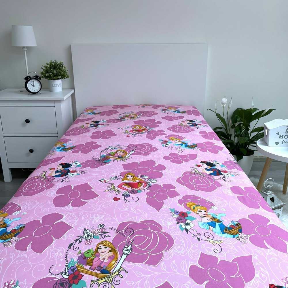 Pink Princesses "Rožinė 02" Vaikiška paklodė su guma, 90x200+25 cm