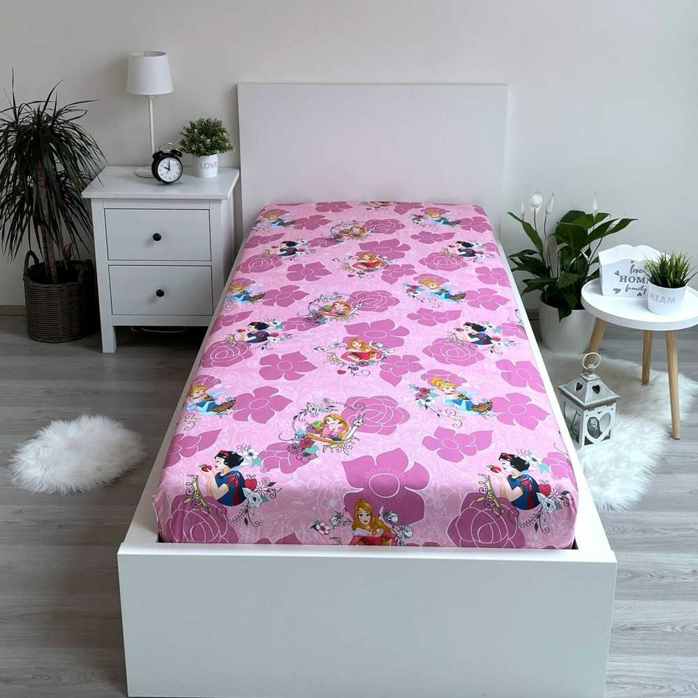 Pink Princesses "Rožinė 02" Vaikiška paklodė su guma, 90x200+25 cm