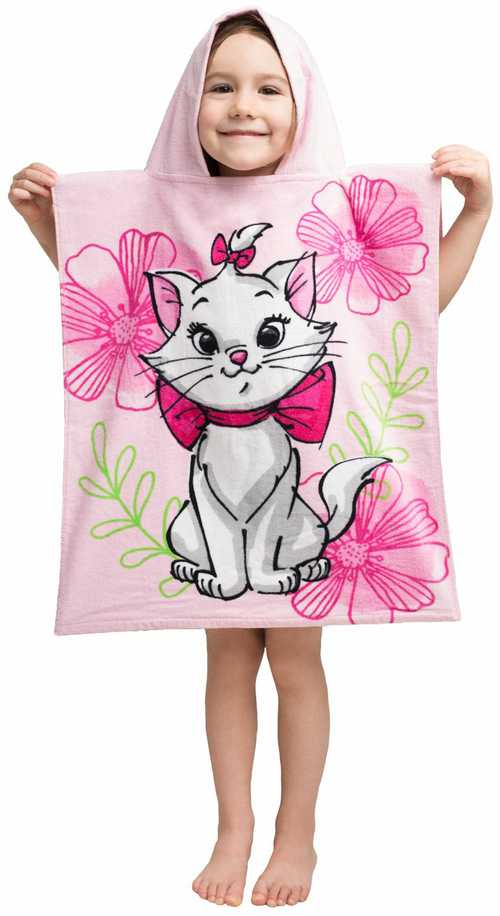Pink Marie Cat "Rožinė flower" Vaikiškas rankšluostis-pončas, 50x115 cm