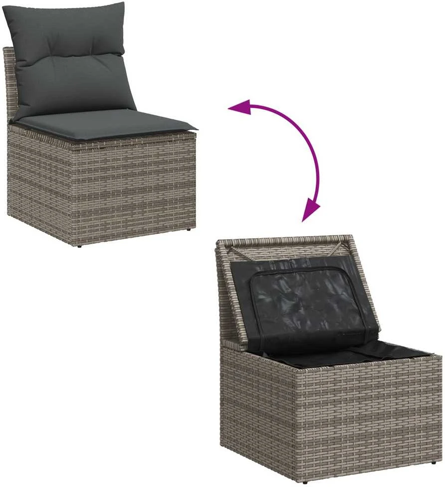 Sodo Sofų Rinkinys 10 vnt. 9-Vietų skaičius Pilka
