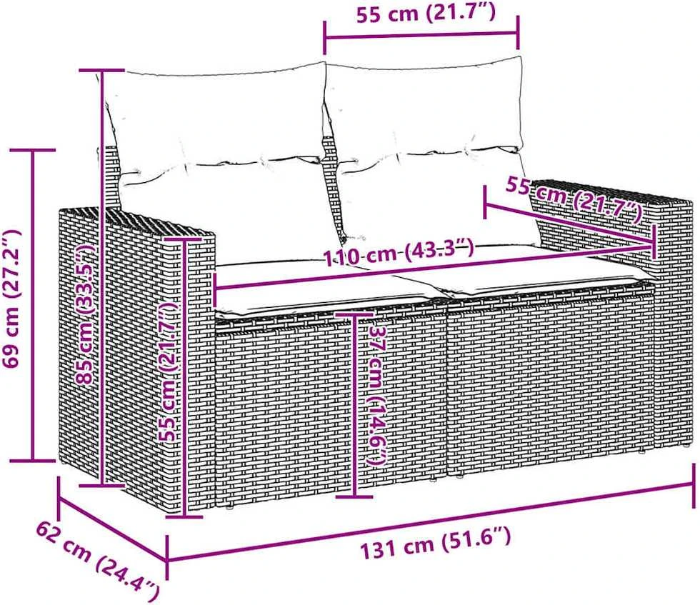 Sodo Sofų Rinkinys 10 vnt. 7-Vietų skaičius Pilka poliratanas
