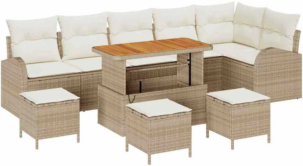 Sodo Sofų Rinkinys 10 vnt. 9-Vietų skaičius Bežinė ir kreminė